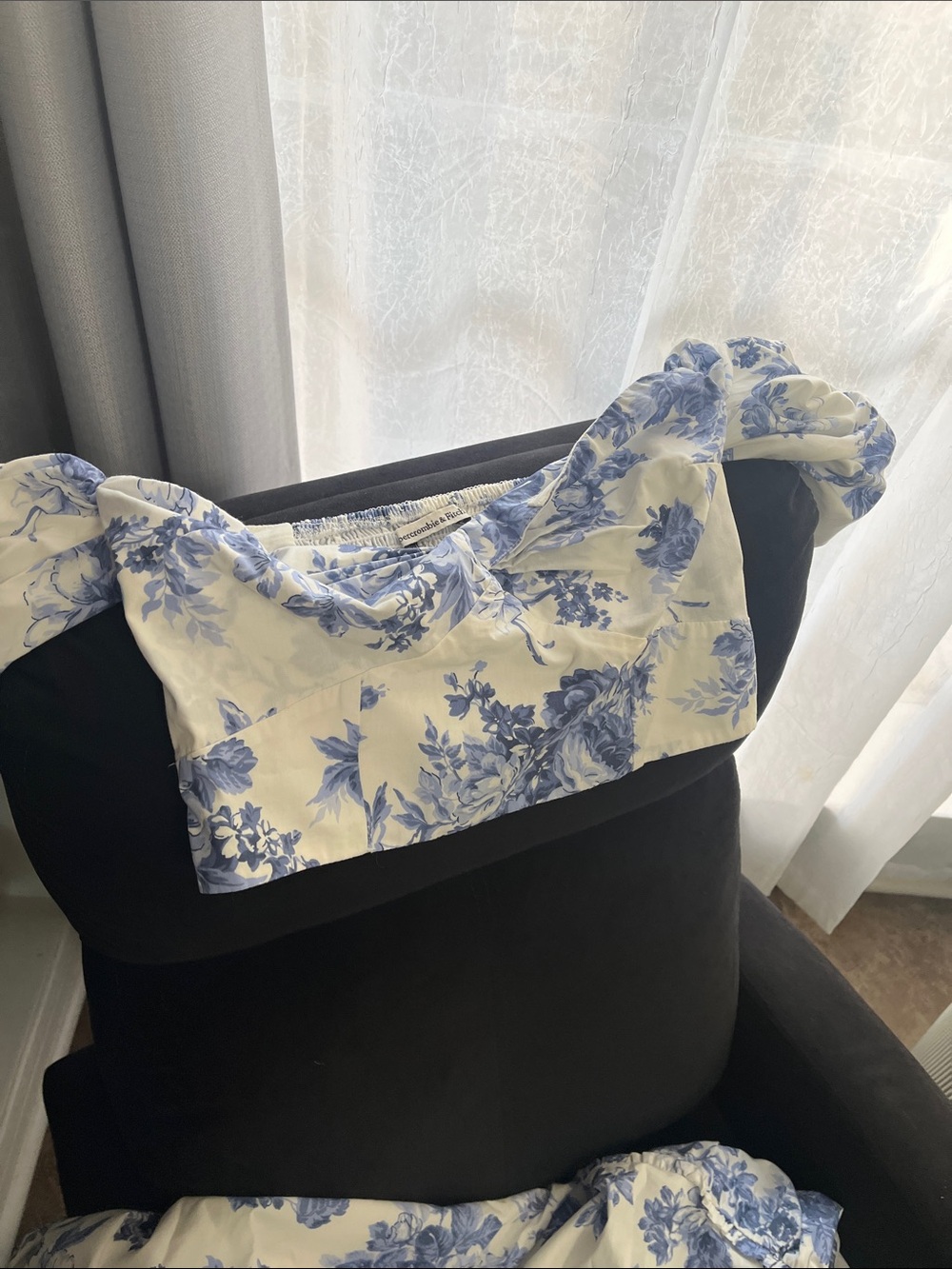 Abercrombie & Fitch White Maxi Skirt with Blue Floral Print - Picture 10 of 15